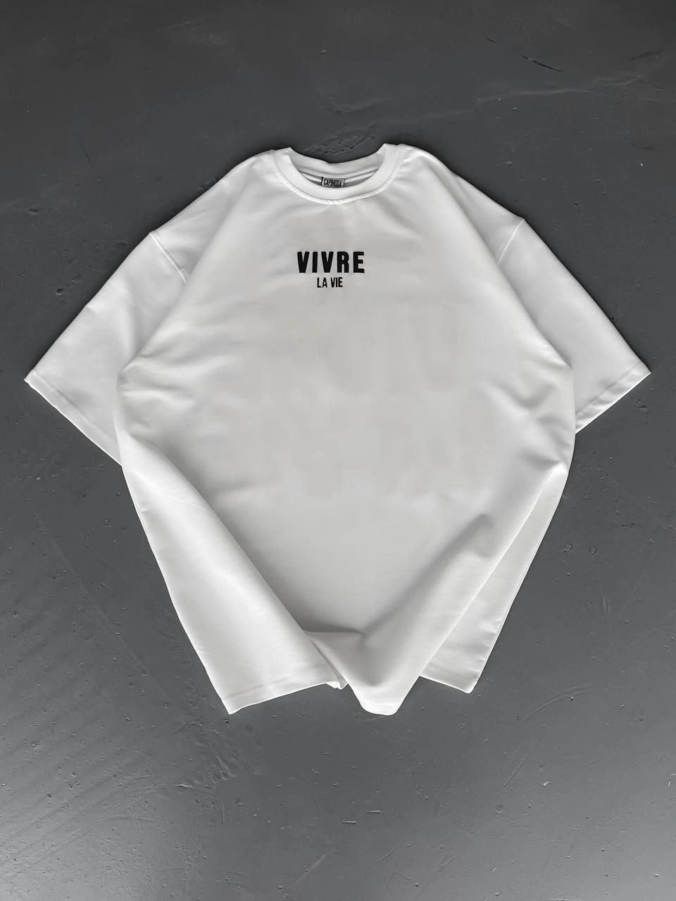 Baskılı Oversize Bisiklet Yaka T-shirt - Beyaz -