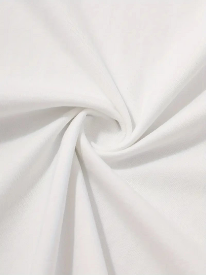 20/1 Penye Compack Sarj %1 Baskılı Oversize Bisiklet Yaka Kısa Kol Yazlık T-shirt - Beyaz -