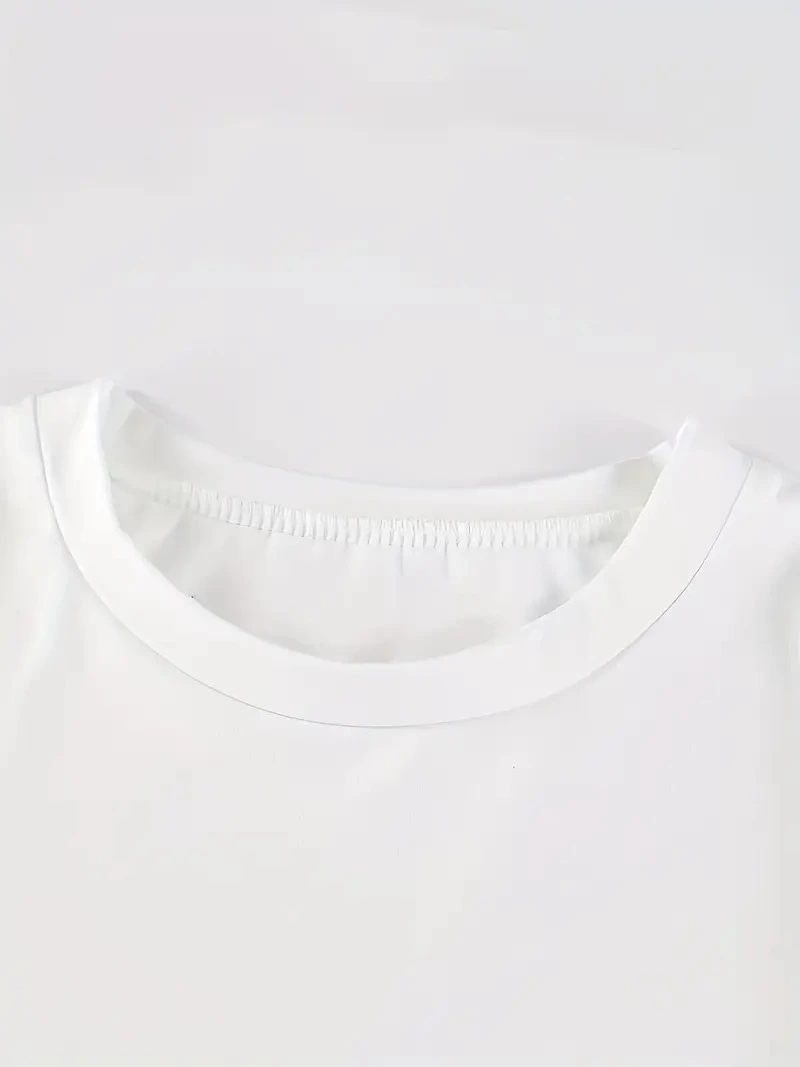 20/1 Penye Compack Baskılı Oversize Kısa Kol Bisiklet Yaka T-shirt - Beyaz -