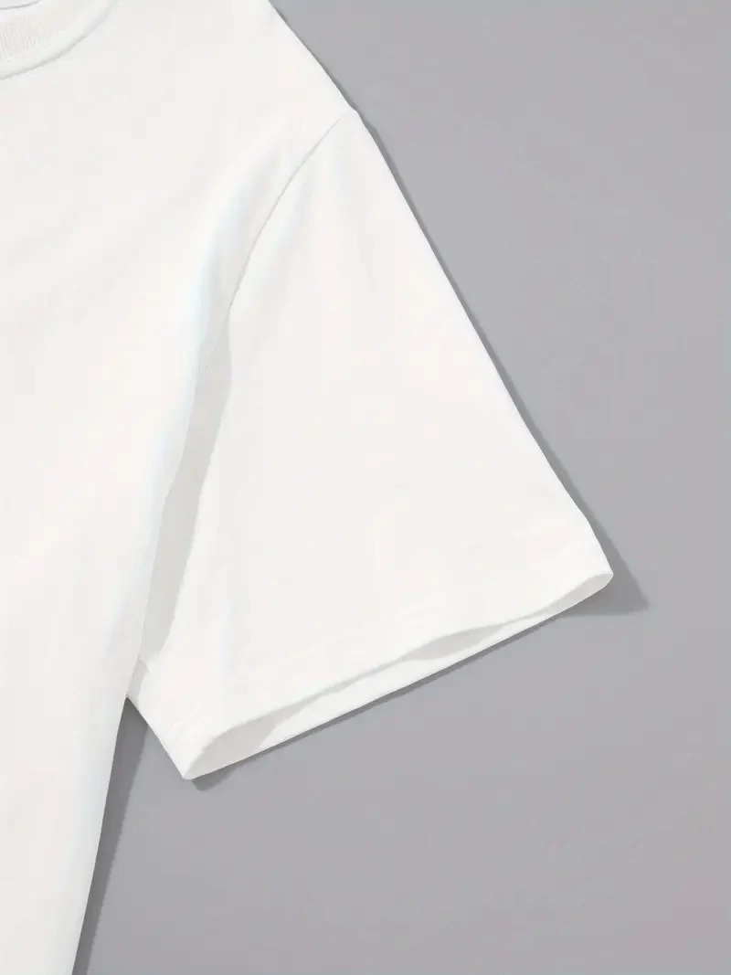 20/1 Penye Compack Sarj %1 Baskılı Oversize Bisiklet Yaka Kısa Kol Yazlık T-shirt - Beyaz -