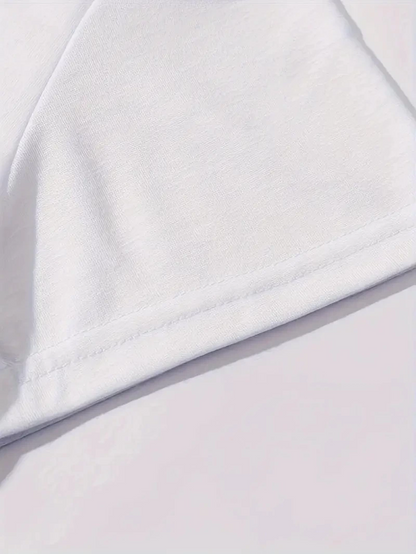 20/1 Penye Compack Baskılı Oversize Kahve Desenli   Kısa Kol T-shirt - Beyaz -