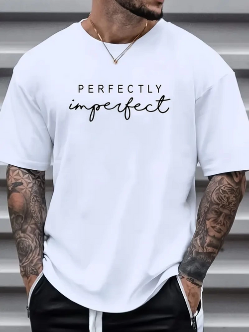 ler için Ön Arka Baskılı PERFECTLY günlük Kısa Kol tişört - Beyaz -