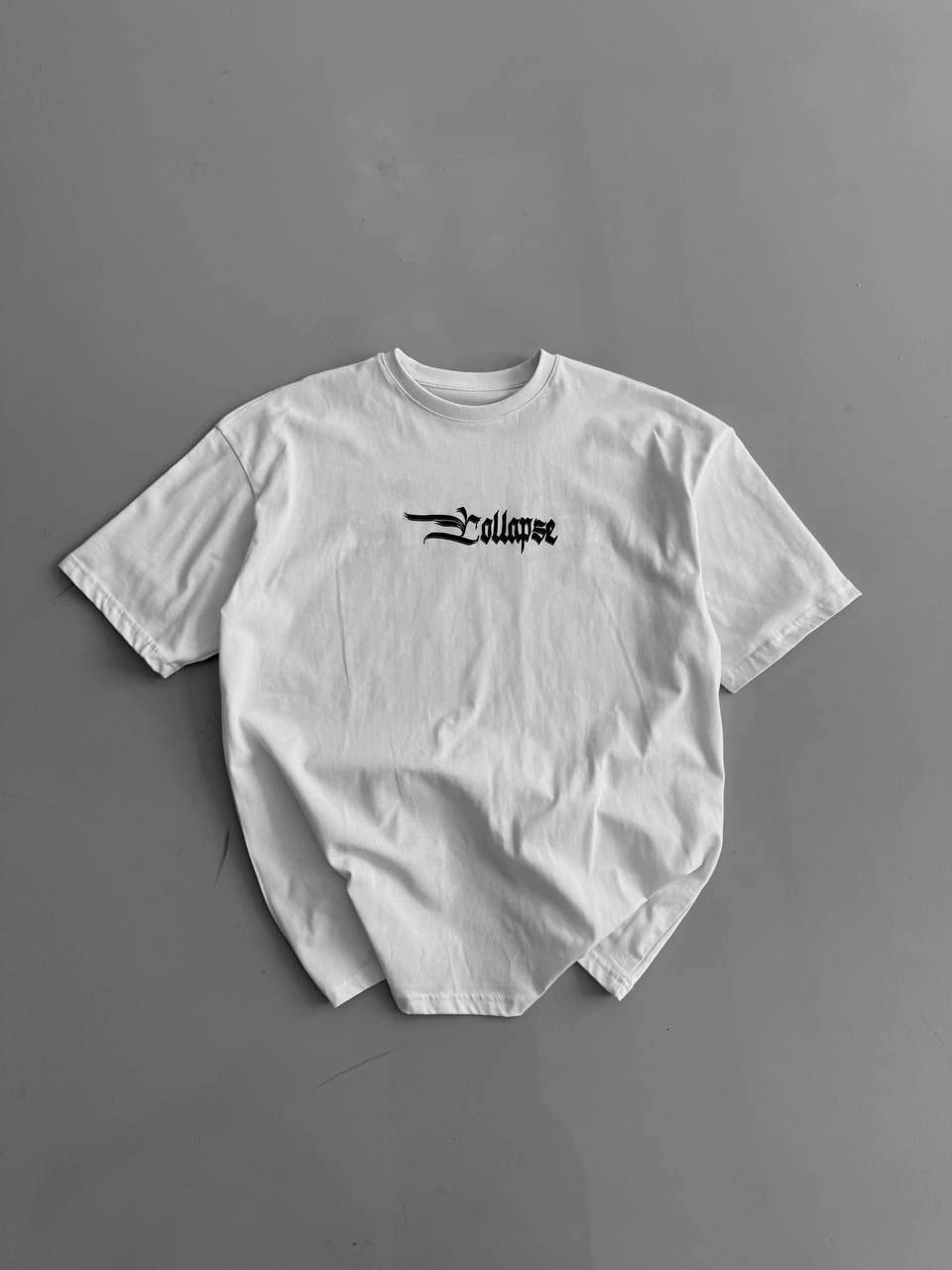 20/1 Penye Compack Baskılı Oversize Bisiklet Yaka Kısa Kol Yazlık T-shirt - Beyaz -