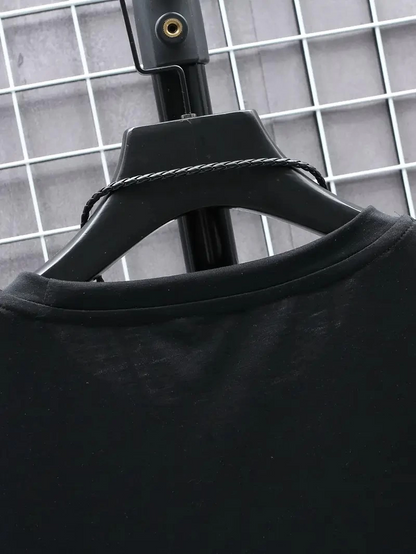 20/1 Penye Compack FUTRE Baskılı Oversize Kısa Kol Bisiklet Yaka T-shirt - Siyah -
