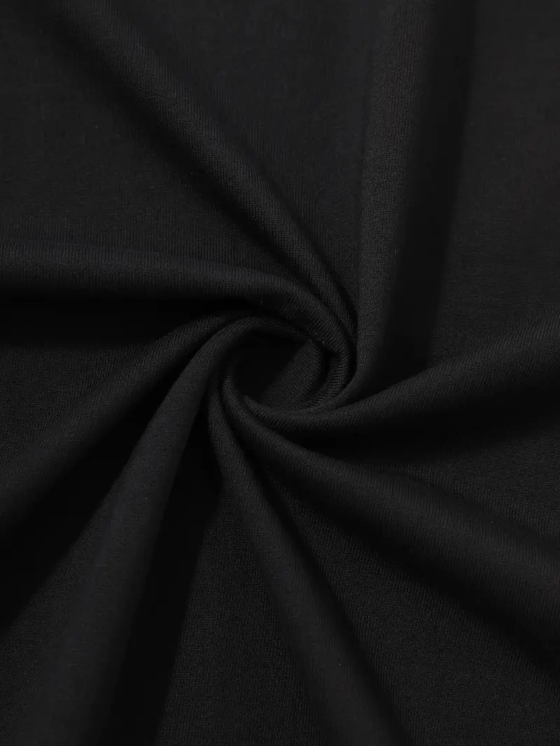 20/1 Penye Compack Sarj %1 Baskılı Oversize Bisiklet Yaka Kısa Kol Yazlık T-shirt - Siyah -