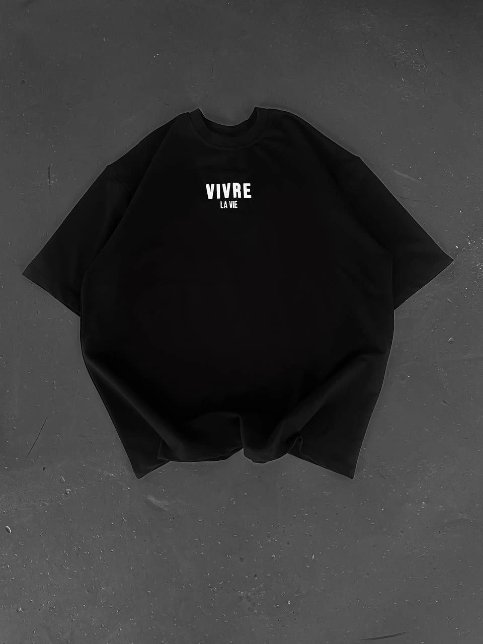Baskılı Oversize Bisiklet Yaka T-shirt - Siyah -