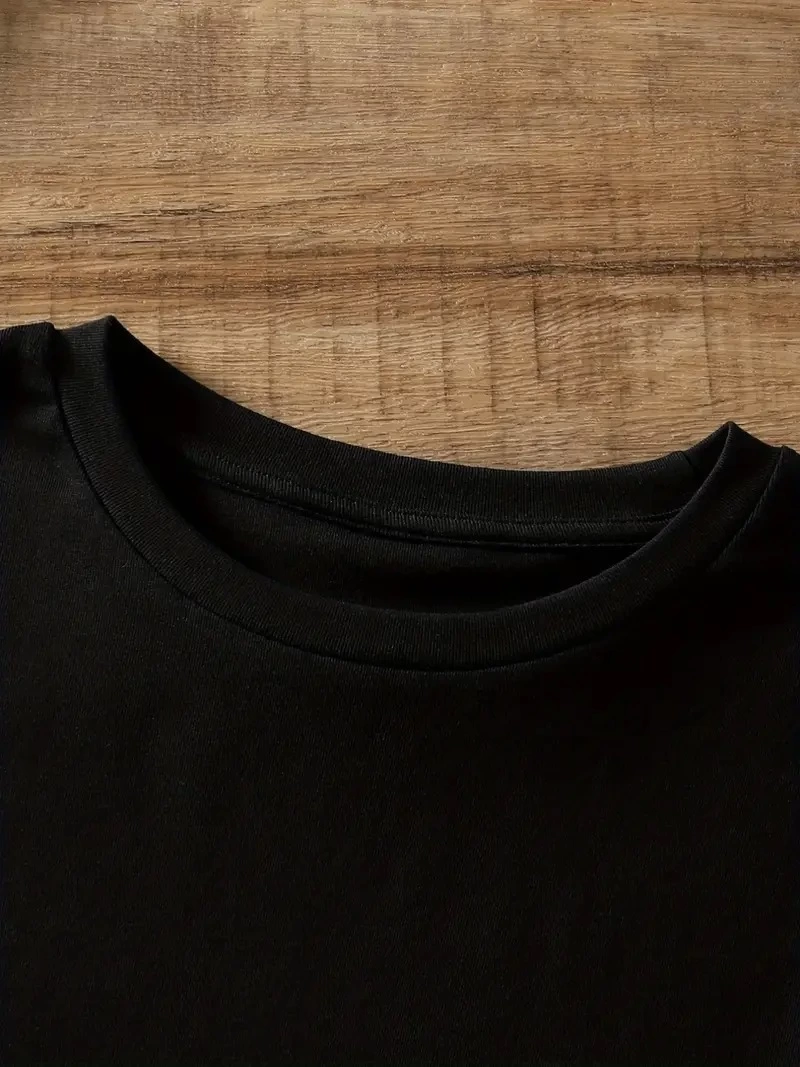 20/1 Penye Compack Ayı Baskılı Oversize Bisiklet Yaka Kısa Kol T-shirt - Siyah -