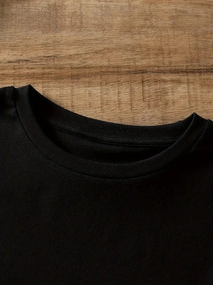 20/1 Penye Compack Ayı Baskılı Oversize Bisiklet Yaka Kısa Kol T-shirt - Siyah -