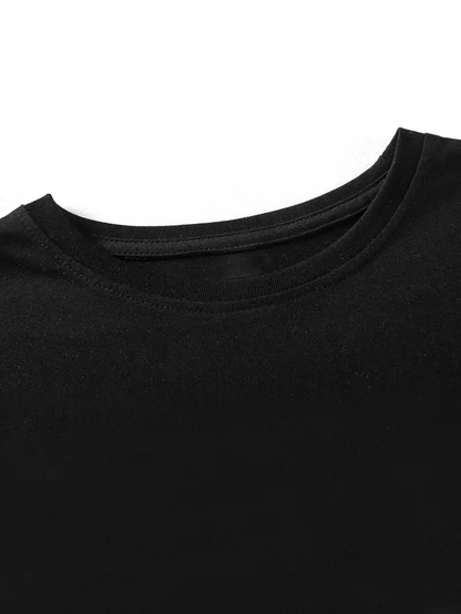Hafif   Günlük T-Shirt Eğlenceli Karikatür Ayı ve "Umrumda Değil" Baskı  Siyah -