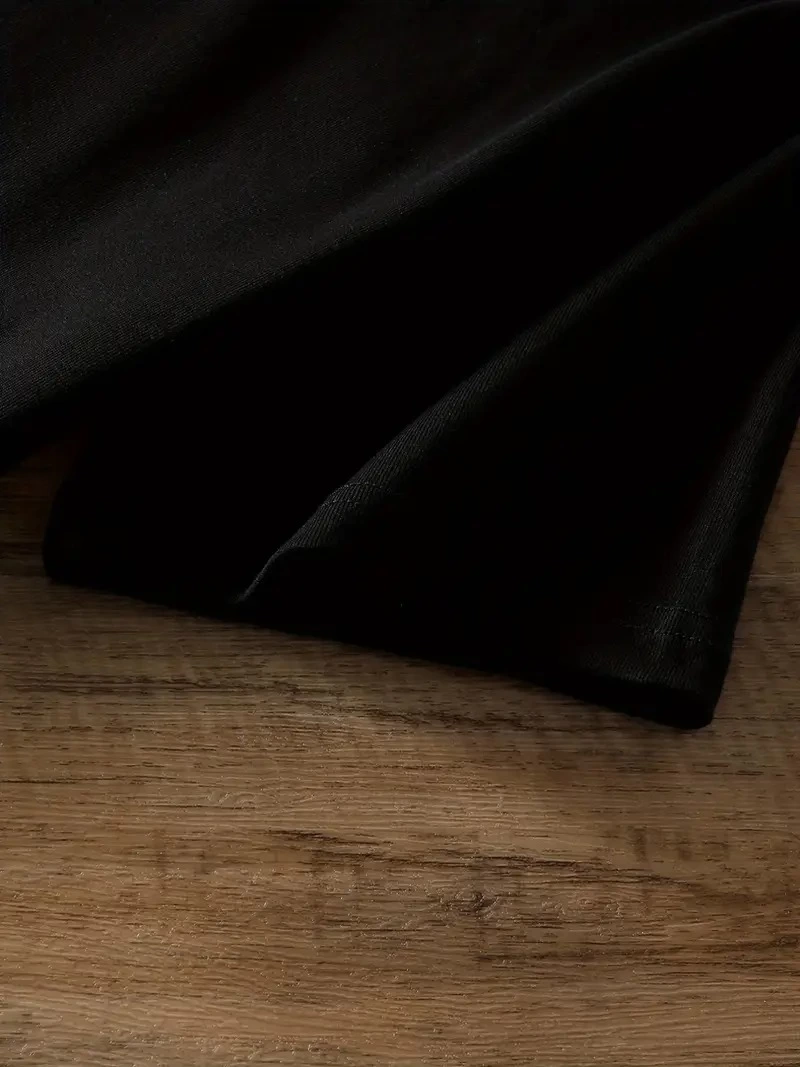 20/1 Penye Compack Ayı Baskılı Oversize Bisiklet Yaka Kısa Kol T-shirt - Siyah -
