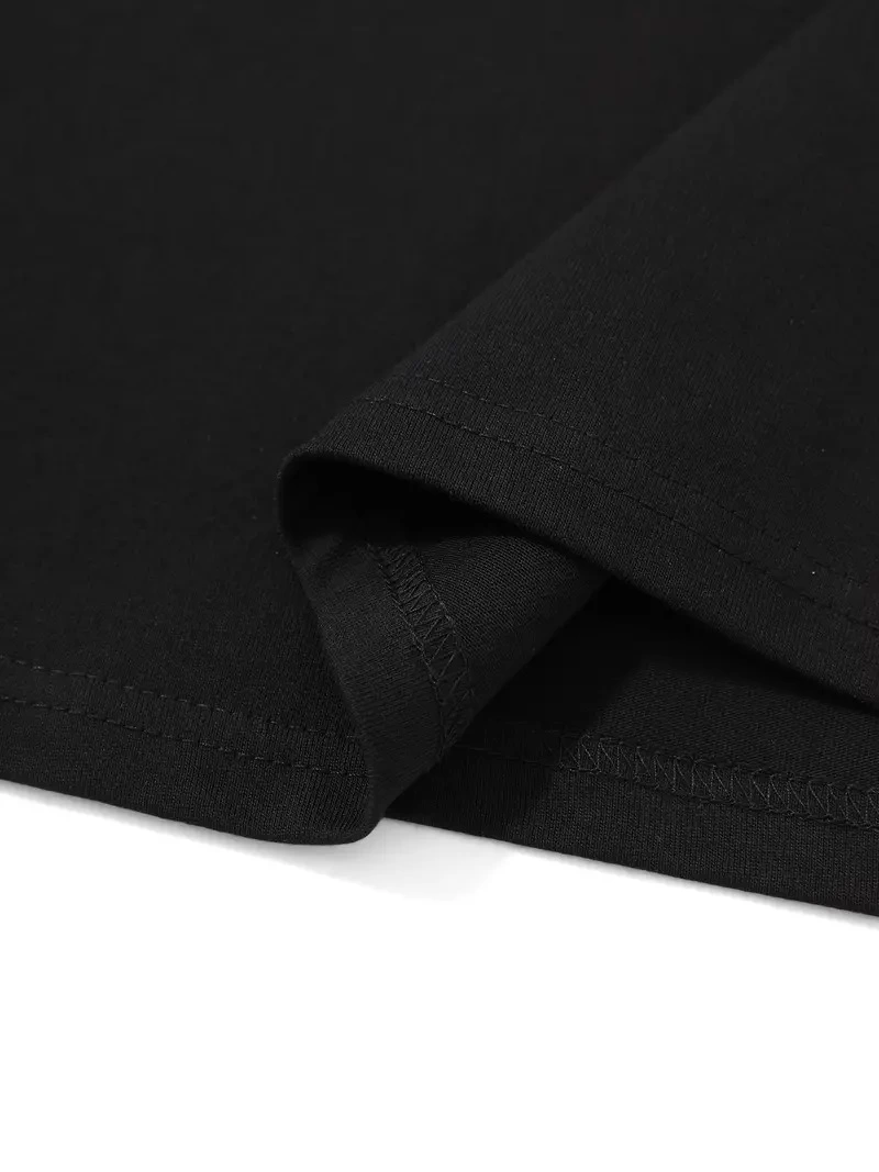 20/1 Penye Compack Palmiye Baskılı Oversize Bisiklet Yaka Kısa Kol T-shirt - Siyah -
