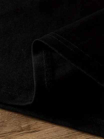20/1 Penye Compack Ayı Baskılı Oversize Bisiklet Yaka Kısa Kol T-shirt - Siyah -