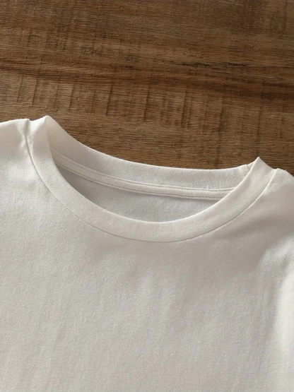 20/1 Penye Compack Ayı Baskılı Oversize Bisiklet Yaka Kısa Kol T-shirt - Beyaz -