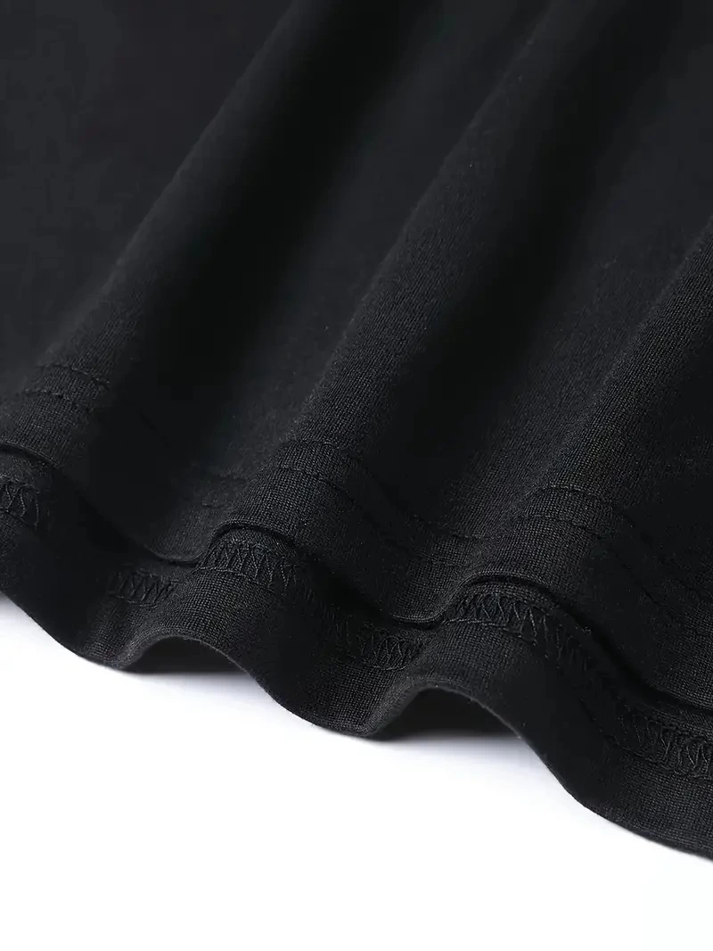20/1 Penye Compack Baskılı Oversize Bisiklet Yaka Kısa Kol T-shirt - Siyah -