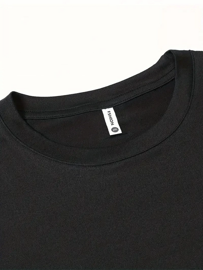 20/1 Penye Compack Baskılı Oversize Bisiklet Yaka Kısa Kol T-shirt - Siyah -