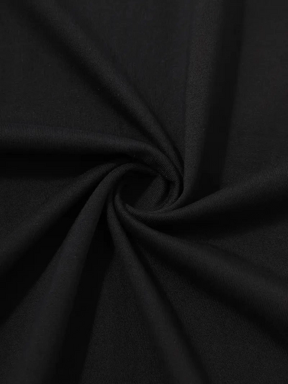 20/1 Penye Compack Palmiye Ön Baskılı Oversize Bisiklet Yaka Kısa Kol Yazlık T-shirt - Siyah -
