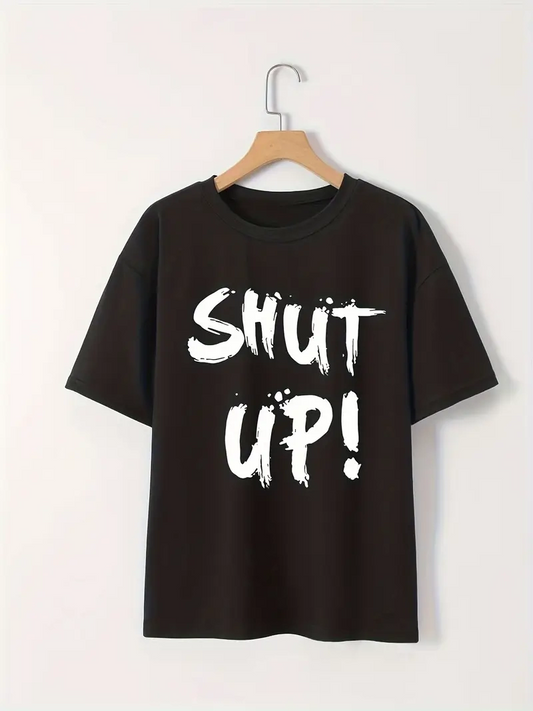 20/1 Penye Compack Baskılı Oversize Bisiklet Yaka m Kısa Kol Yazlık T-shirt - Siyah -
