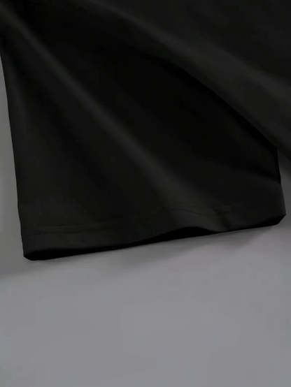 20/1 Penye Compack Baskılı Oversize Kahve Desenli   Kısa Kol Yazlık T-shirt - Siyah -