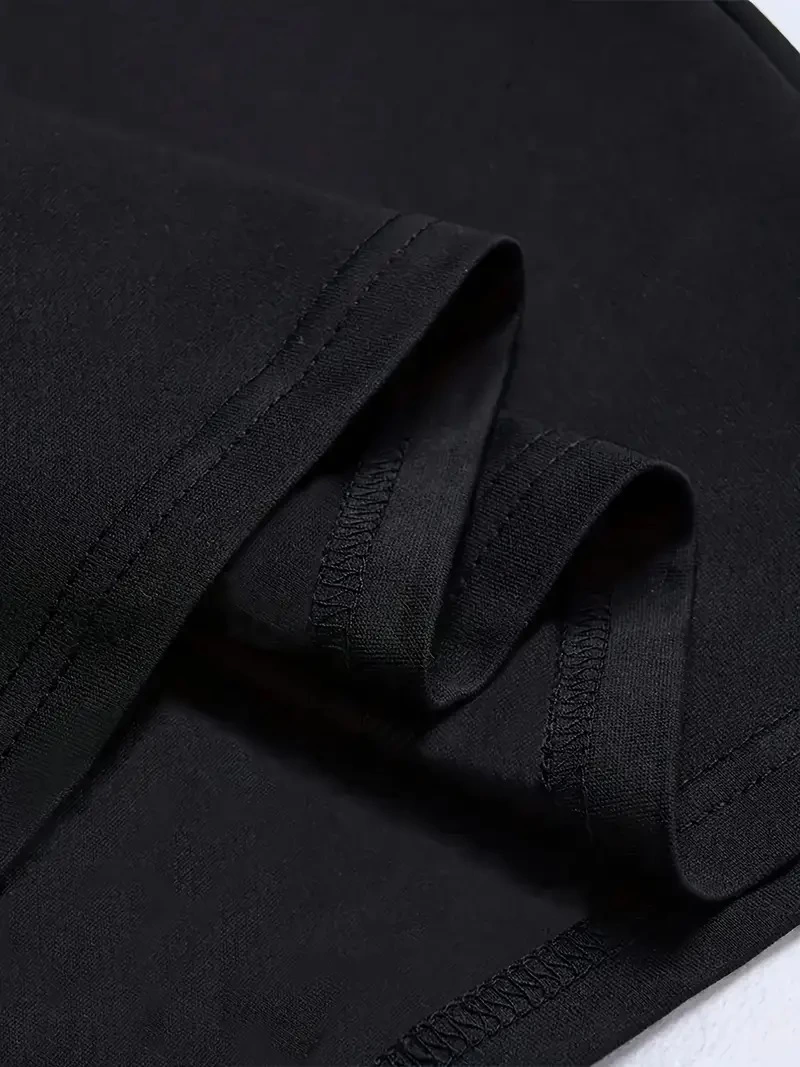 LB Ön Arka Baskılı Oversize Bisiklet Yaka Yazlık T-shirt - Siyah -
