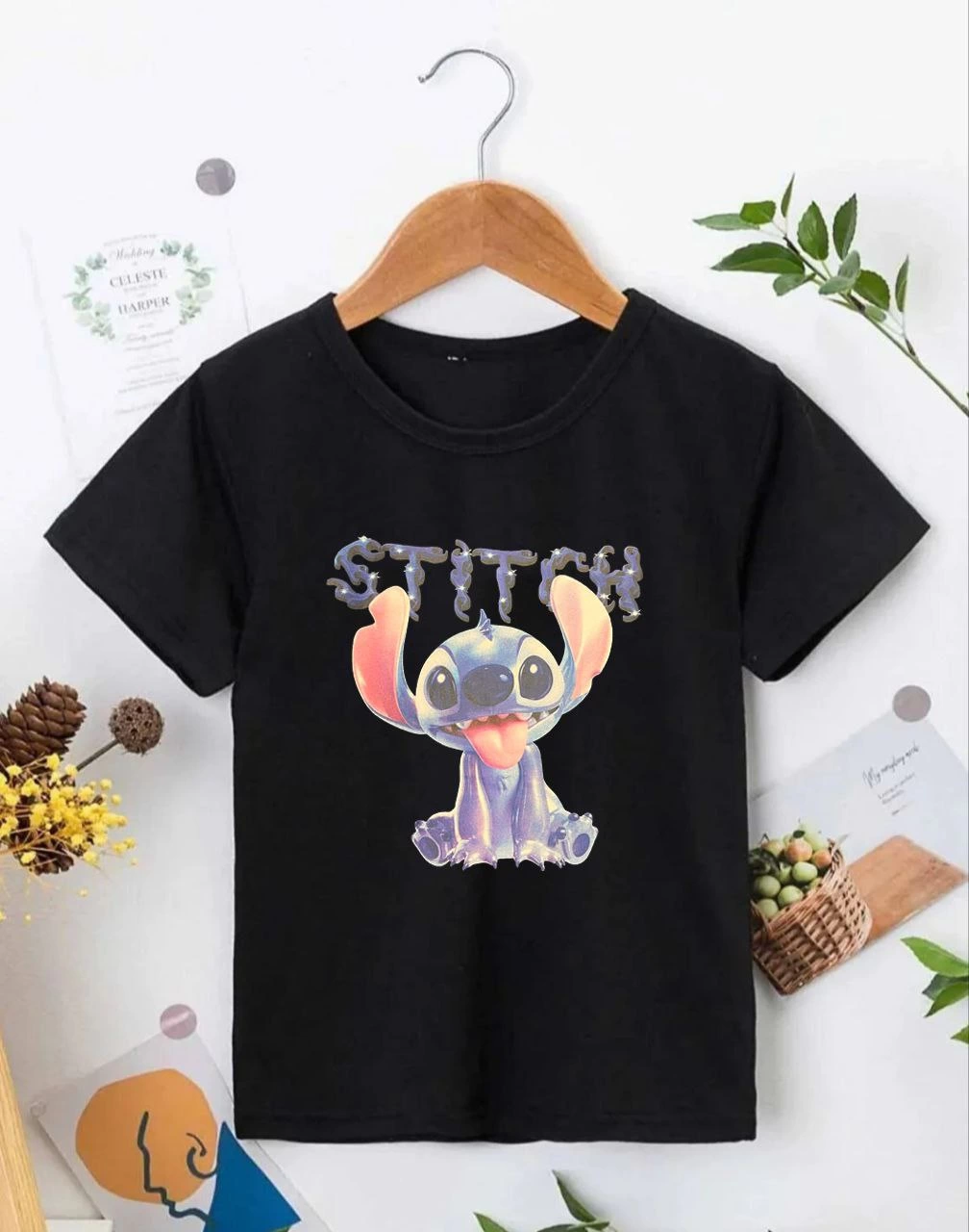 Bisiklet Yaka Kısa Kol   Baskılı T-Shirt - Siyah -