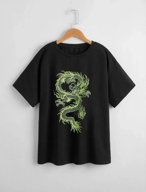 Baskılı T-Shirt - Siyah -