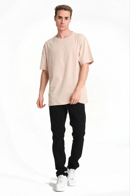 24/1 Düz A Kalite Oversize T-shirt - Bej -