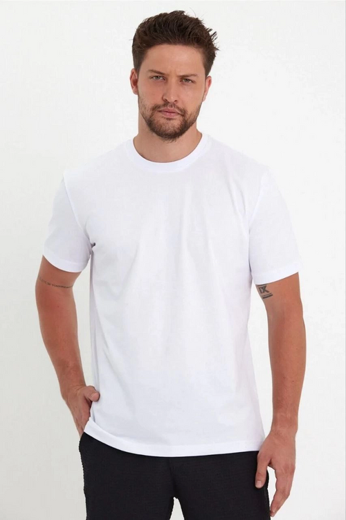 24/1 Düz A Kalite Oversize T-shirt - Beyaz