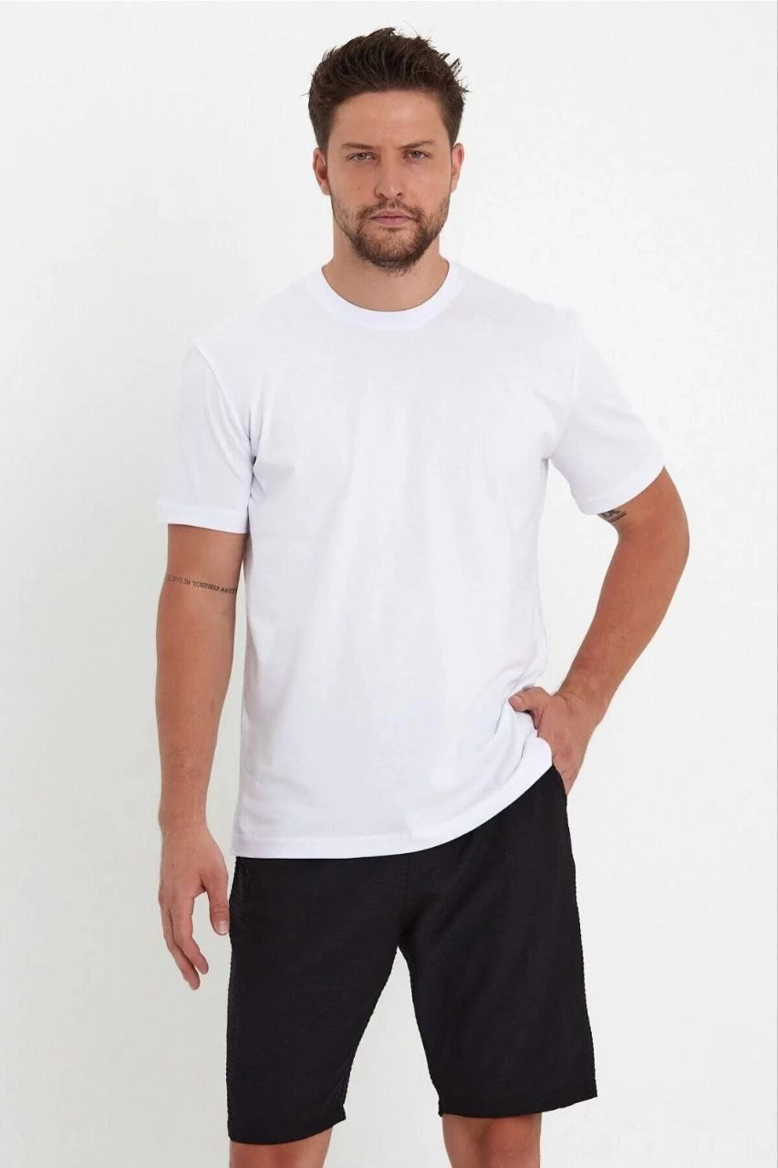 24/1 Düz A Kalite Oversize T-shirt - Beyaz