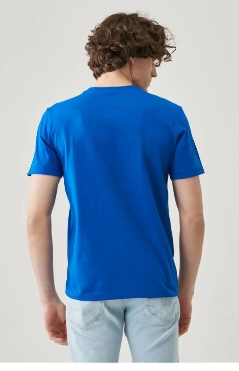 24/1 Düz A Kalite Oversize T-shirt - Mavi -
