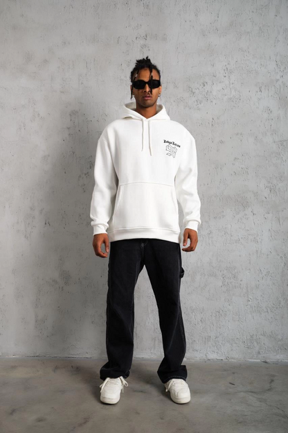98 Baskılı Kapşonlu Sweat - Beyaz -