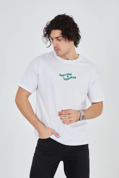 Baskılı 24/1 Penye T-Shirt - Beyaz
