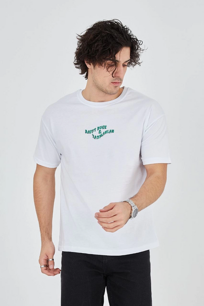 Baskılı 24/1 Penye T-Shirt - Beyaz