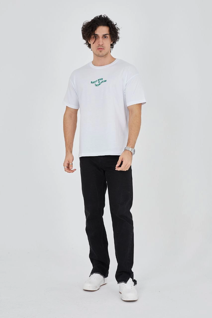 Baskılı 24/1 Penye T-Shirt - Beyaz