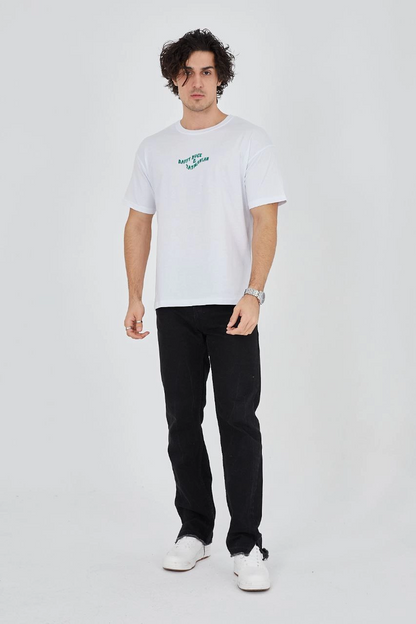Baskılı 24/1 Penye T-Shirt - Beyaz