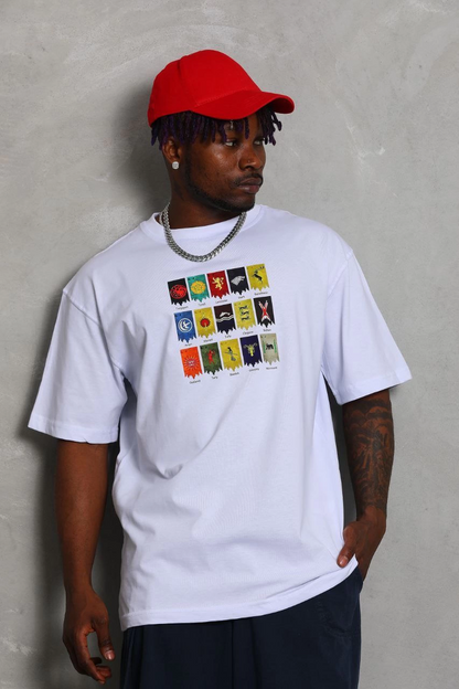 Erkek Kısa kol Baskılı Bisiklet Yaka T-Shirt - Beyaz