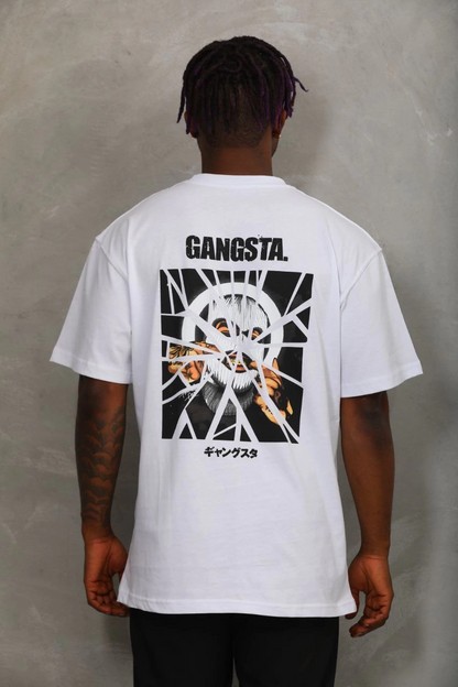 Oversize Baskılı Bisiklet Yaka T-Shirt - Beyaz -