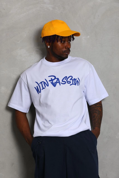 Oversize Baskılı Bisiklet Yaka T-Shirt - Beyaz -