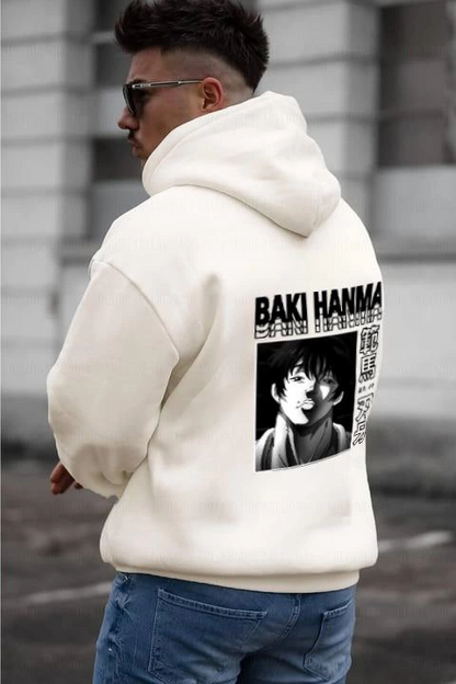 Baskılı Kapüşonlu ve Kordon İpli Sweat - Beyaz -