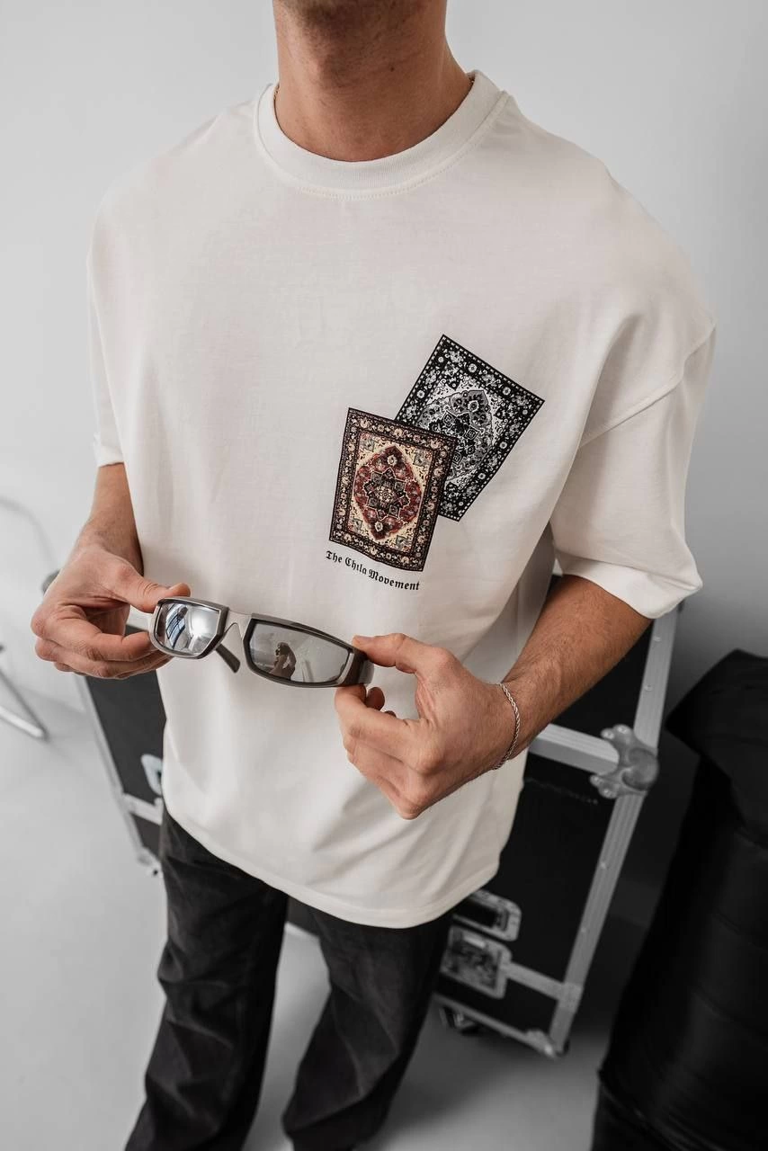 Baskılı Oversize T-shirt - Beyaz -