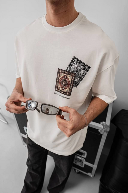 Baskılı Oversize T-shirt - Beyaz -