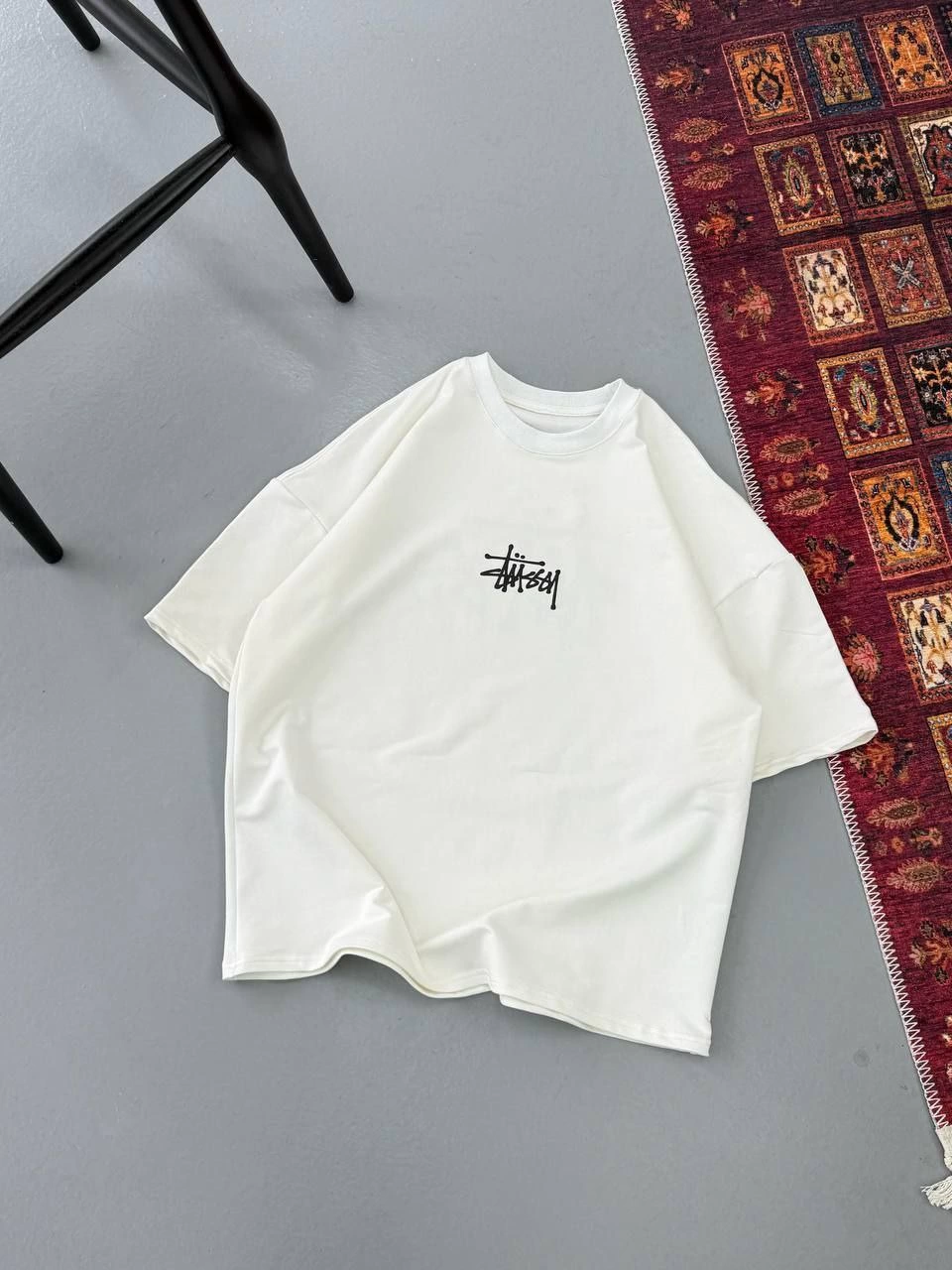 Baskılı Oversize T-shirt - Beyaz -