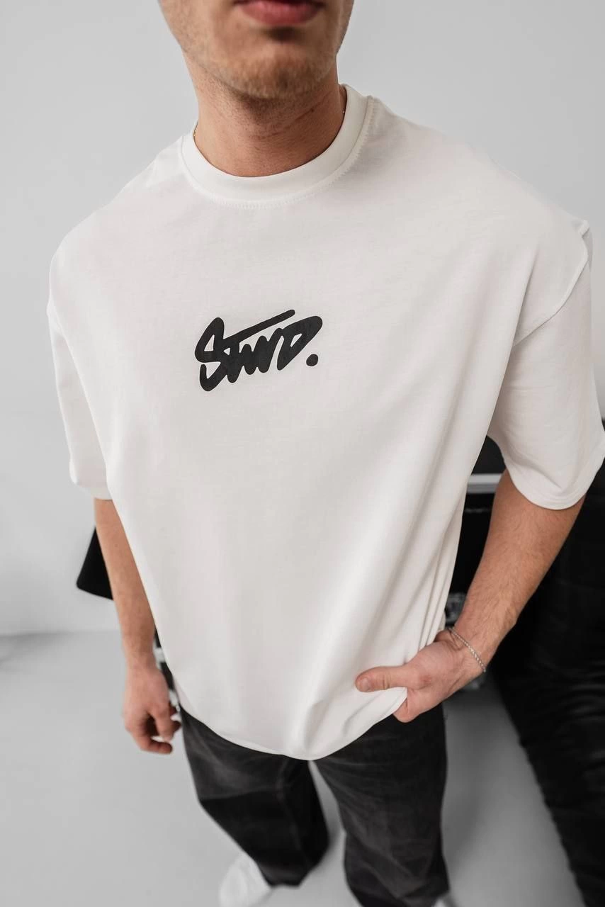 Baskılı Oversize T-shirt - Beyaz -