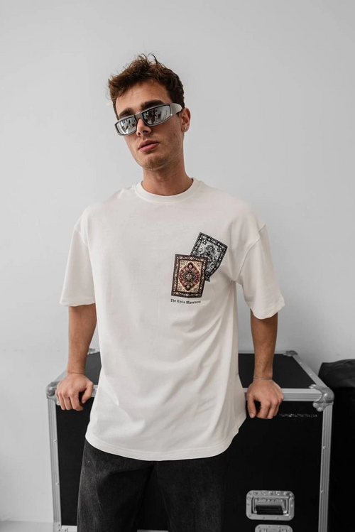 Baskılı Oversize T-shirt - Beyaz -