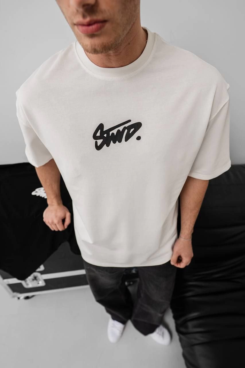 Baskılı Oversize T-shirt - Beyaz -