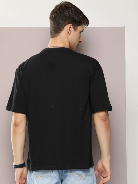 Baskılı Oversize T-shirt - Siyah -