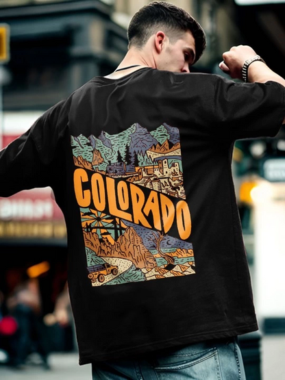 Baskılı Oversize T-shirt - Siyah -
