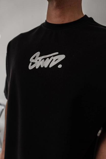 Baskılı Oversize T-shirt - Siyah -