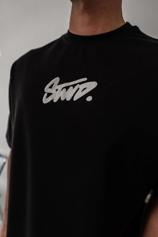 Baskılı Oversize T-shirt - Siyah -