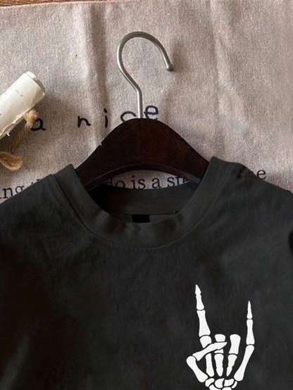 Baskılı Oversize T-shirt - Siyah -