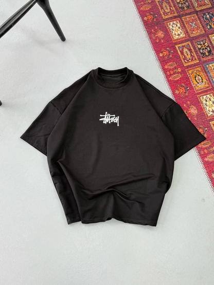 Baskılı Oversize T-shirt - Siyah -
